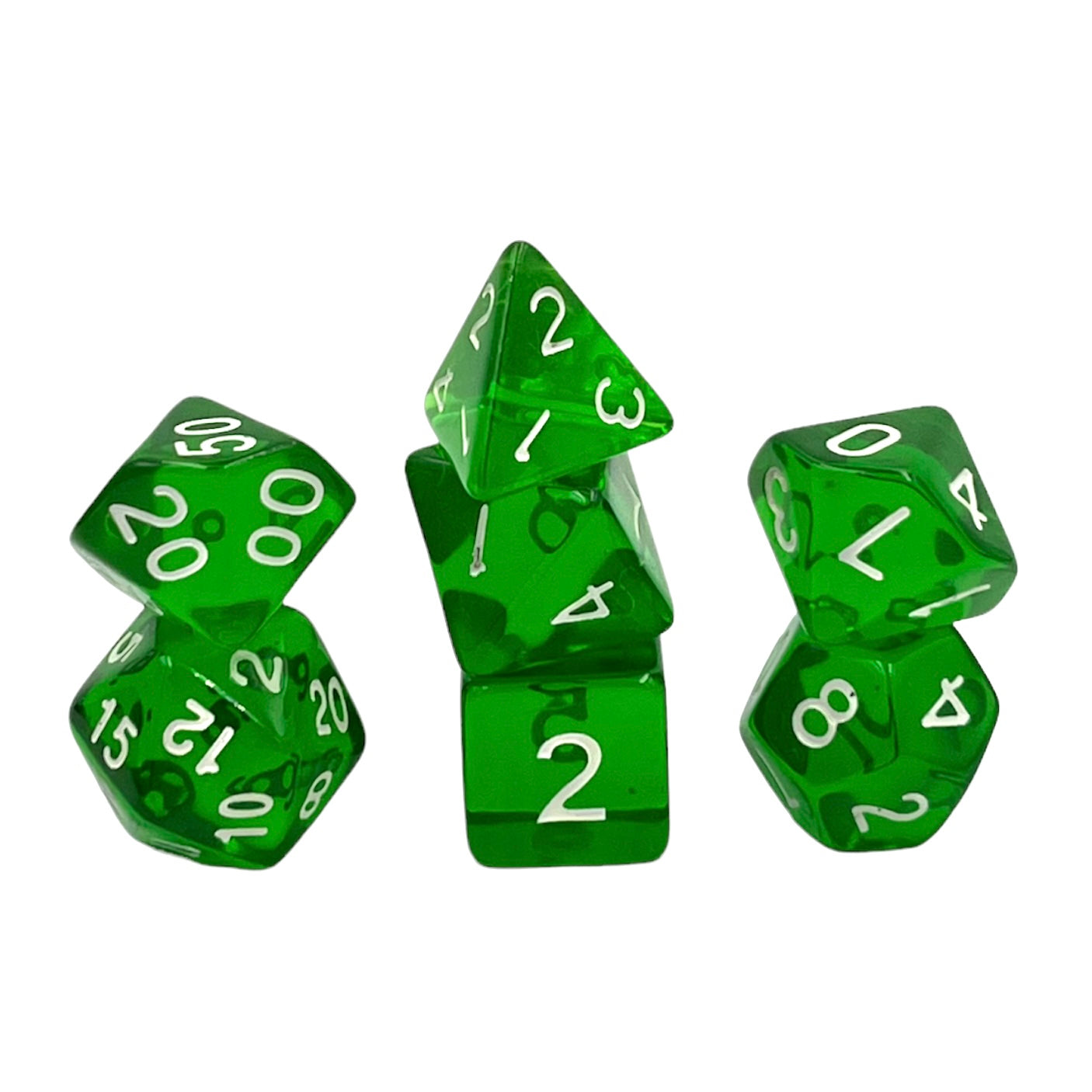 7-teiliges RPG Würfelset Transparent: Dark Green