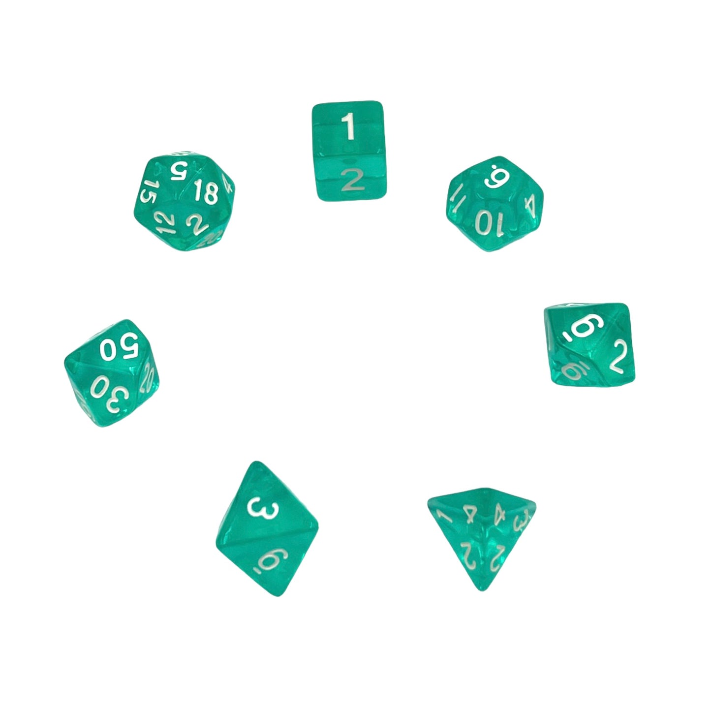 7-teiliges RPG Würfelset Transparent: Ice Mint