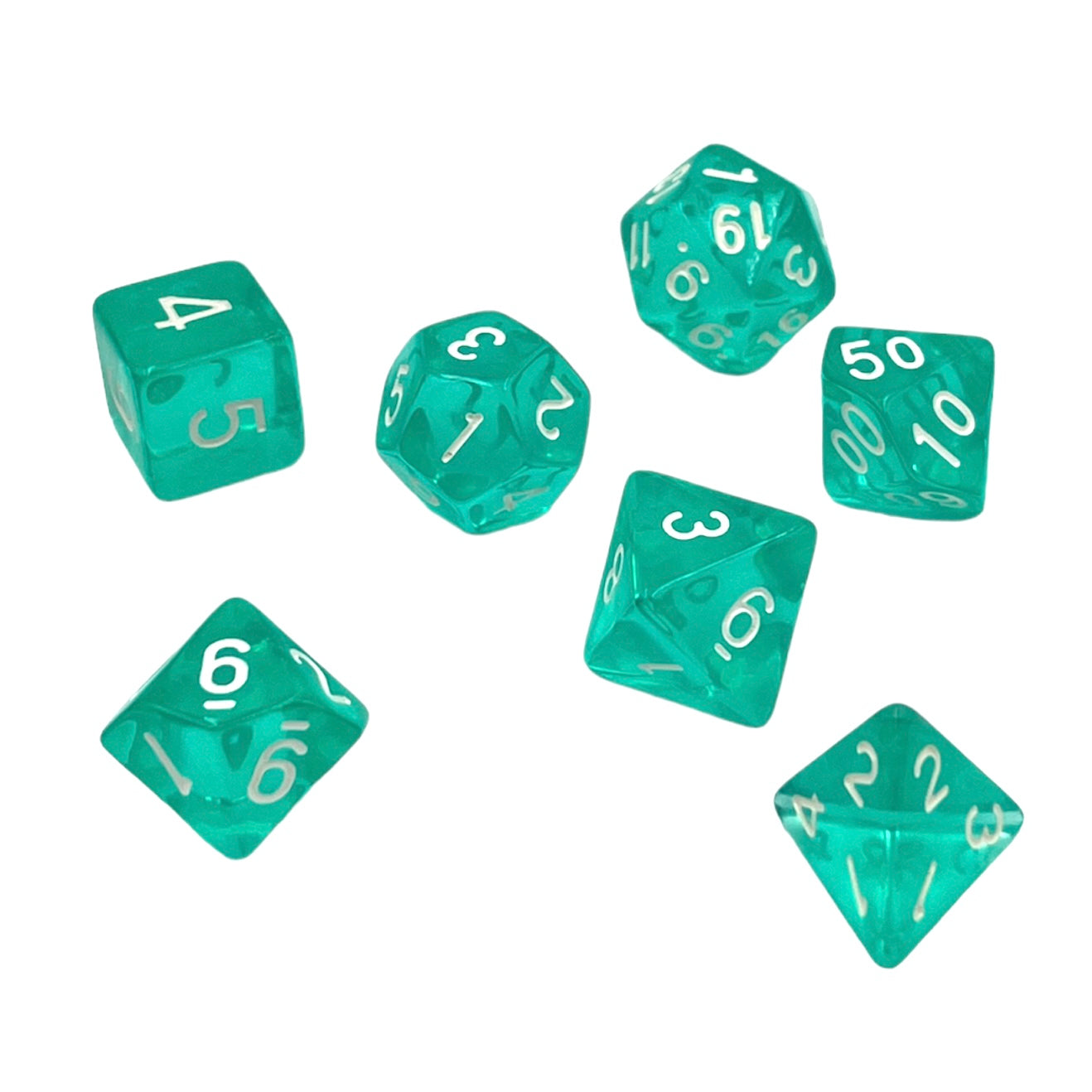 7-teiliges RPG Würfelset Transparent: Ice Mint