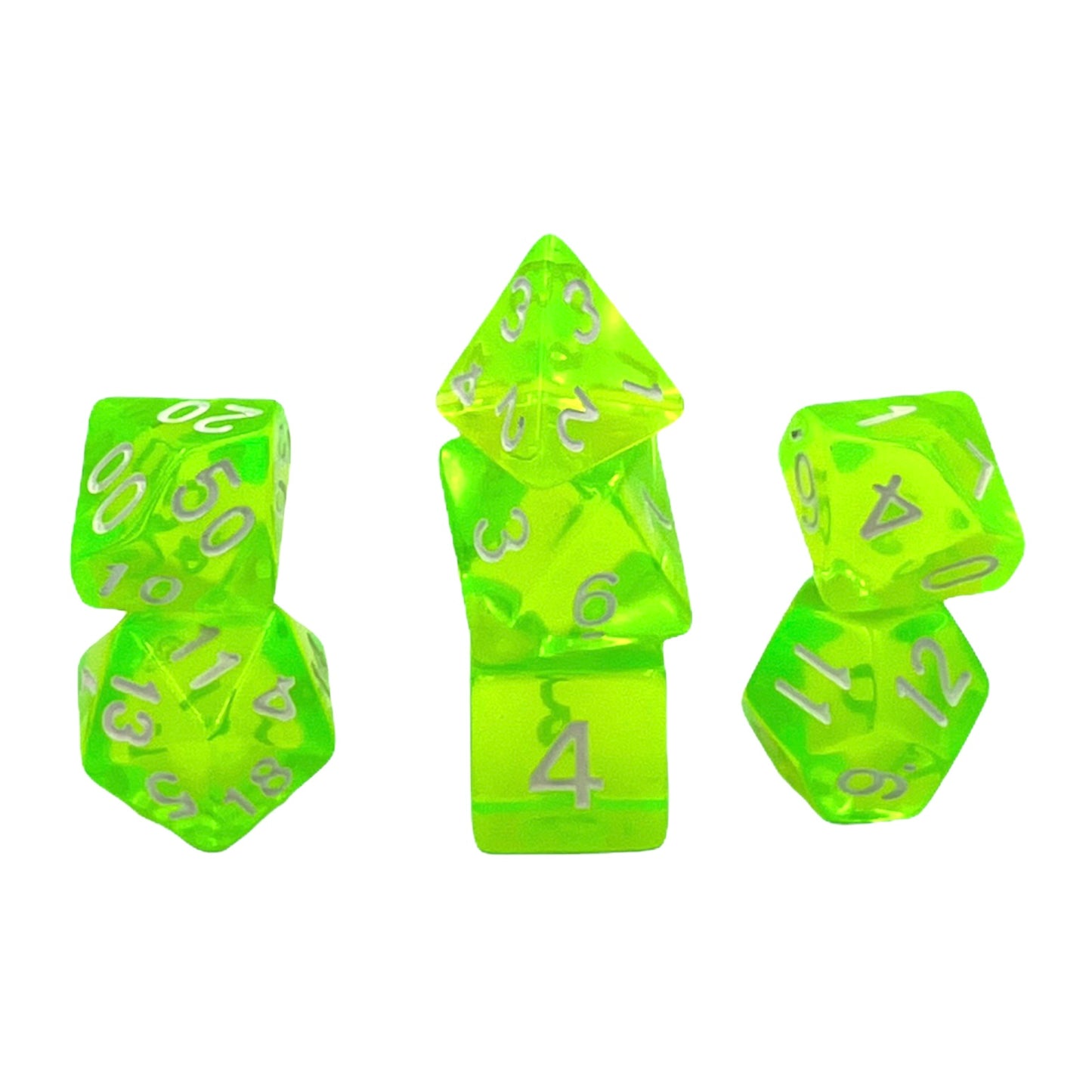 7-teiliges RPG Würfelset Transparent: Light Green