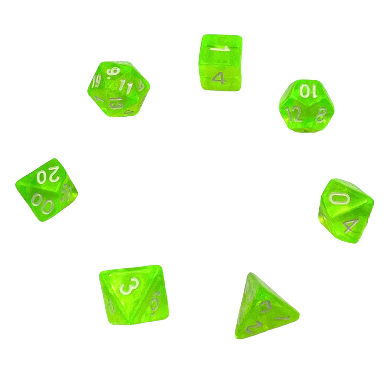 7-teiliges RPG Würfelset Transparent: Light Green