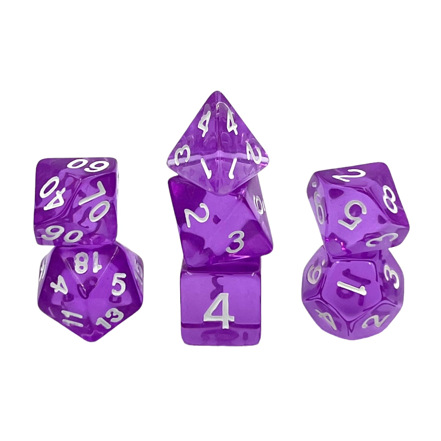 7-teiliges RPG Würfelset Transparent: Light Purple