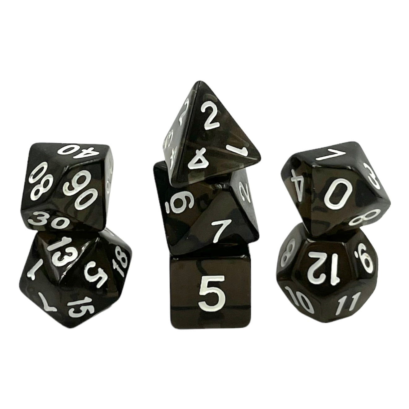 7-teiliges RPG Würfelset Transparent: Smokey