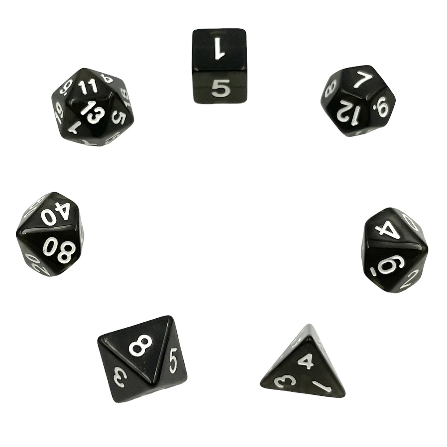 7-teiliges RPG Würfelset Transparent: Smokey