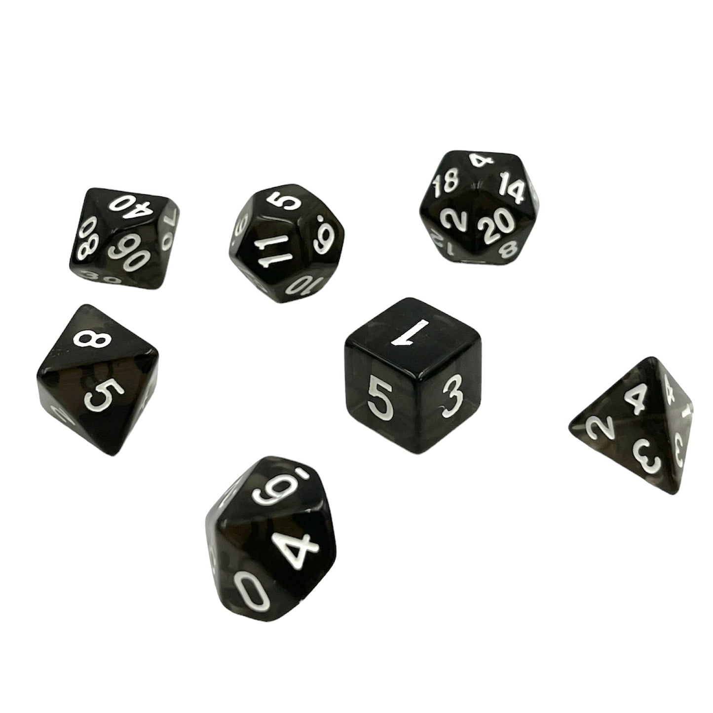 7-teiliges RPG Würfelset Transparent: Smokey