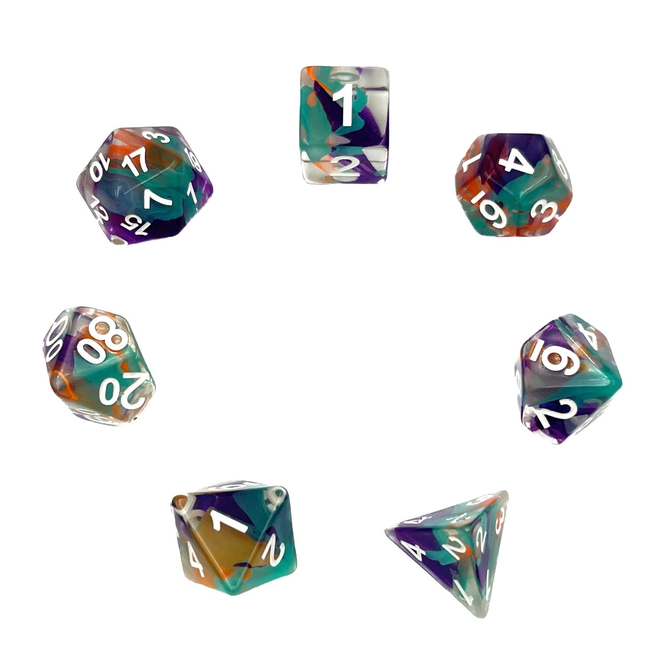 7-teiliges RPG Würfelset Transparent: Unknown Land