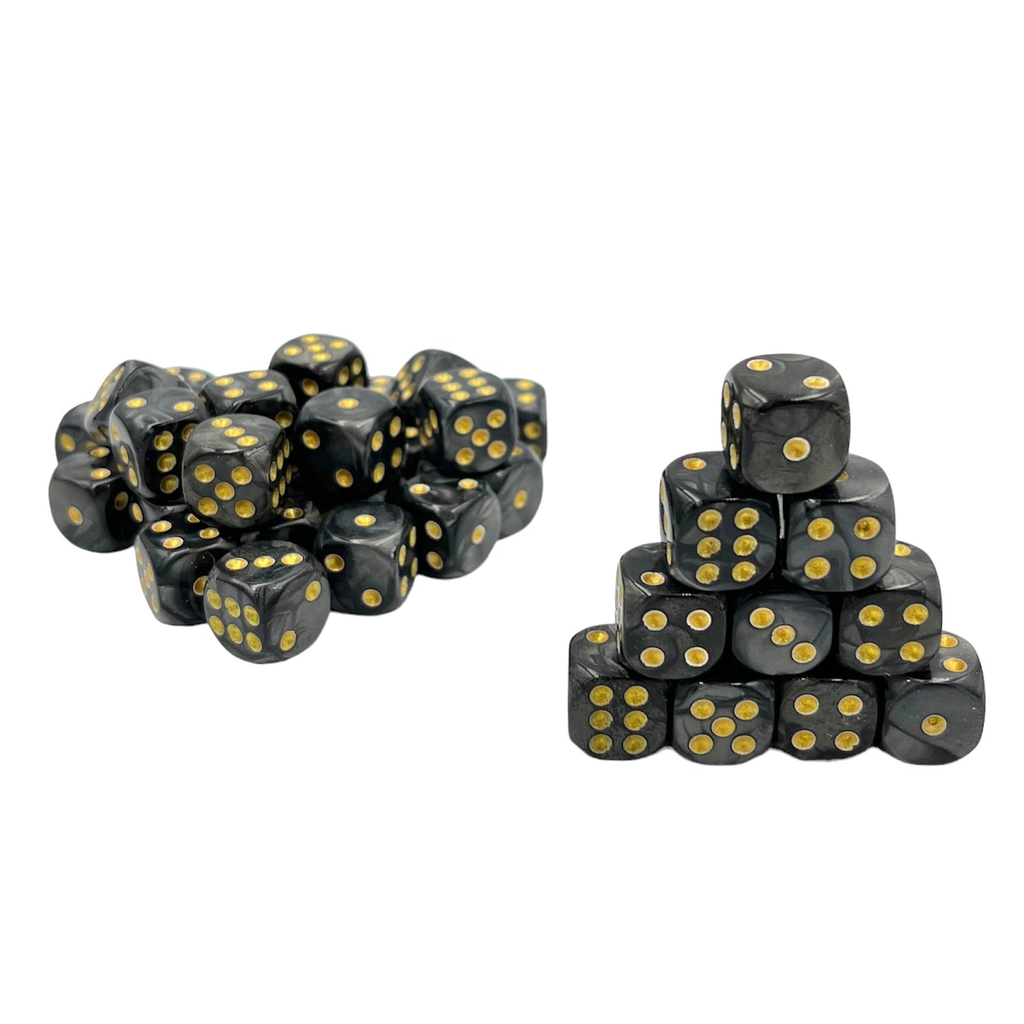 10x D6 Würfel 12mm Pearl: Black & Gold