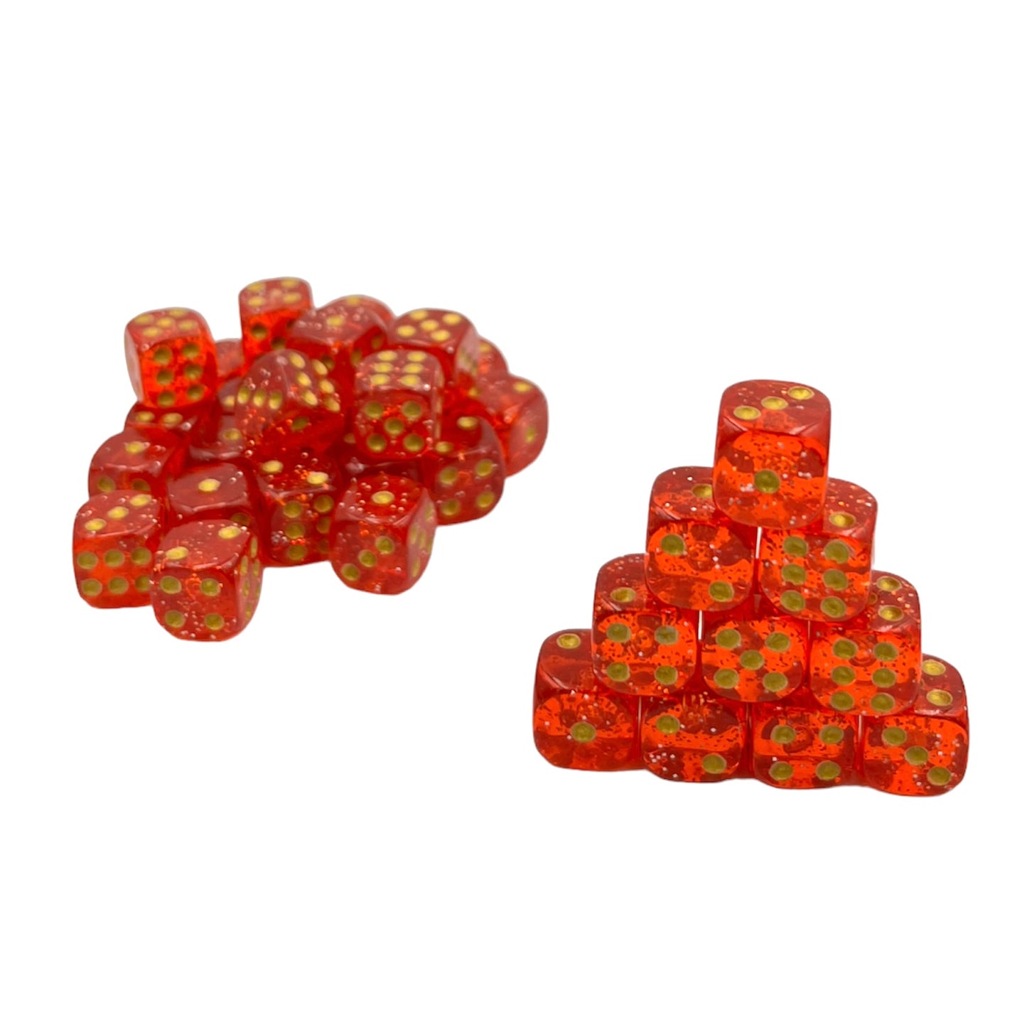 10x D6 Würfel 12mm Confetti: Red & Gold