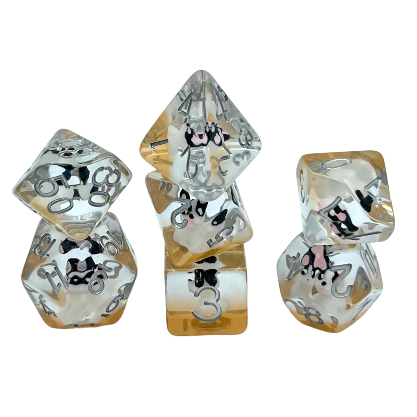 7-teiliges RPG Würfelset Transparent: Little Dog