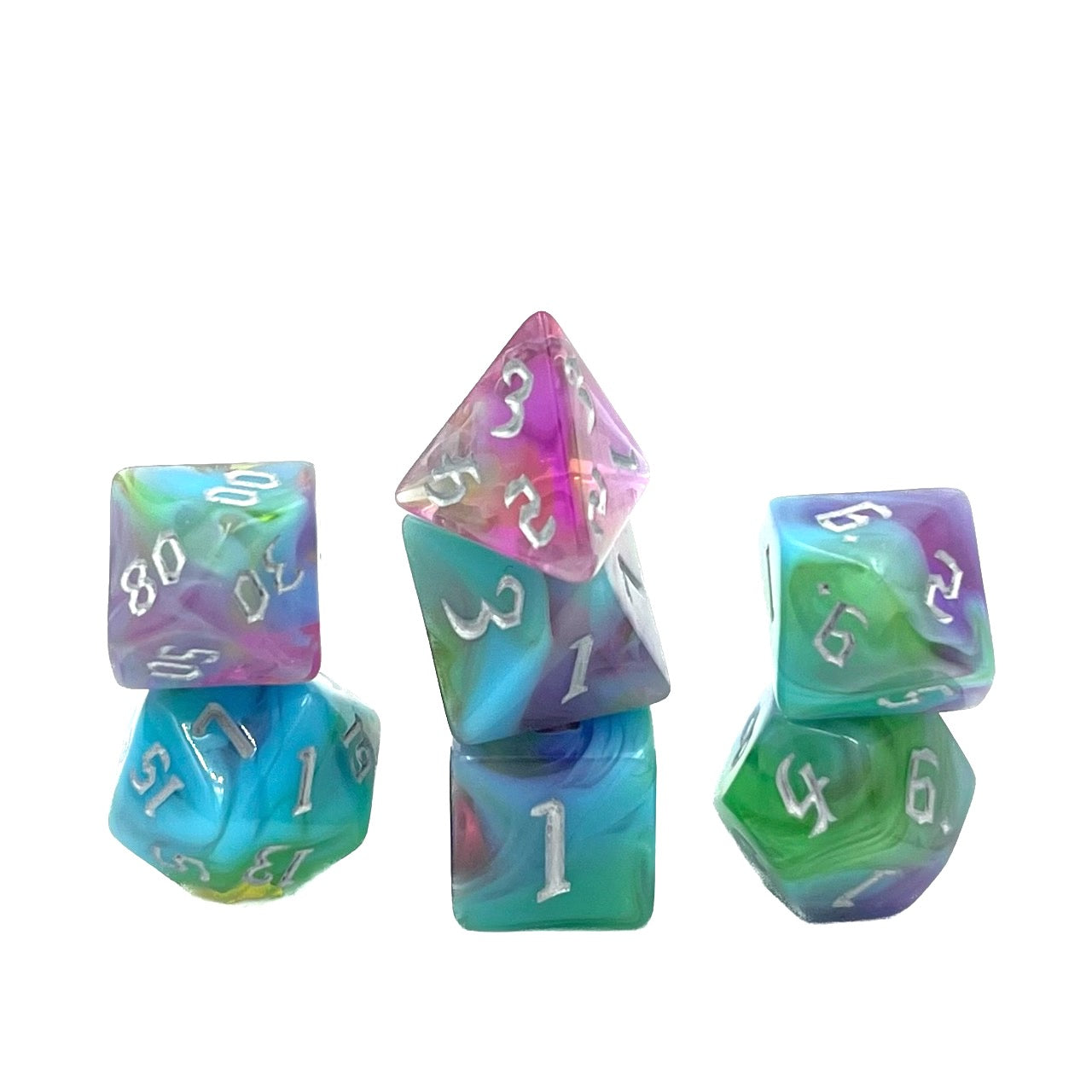 7-teiliges RPG Würfelset Mehrfarbig: Amethyst Sunset