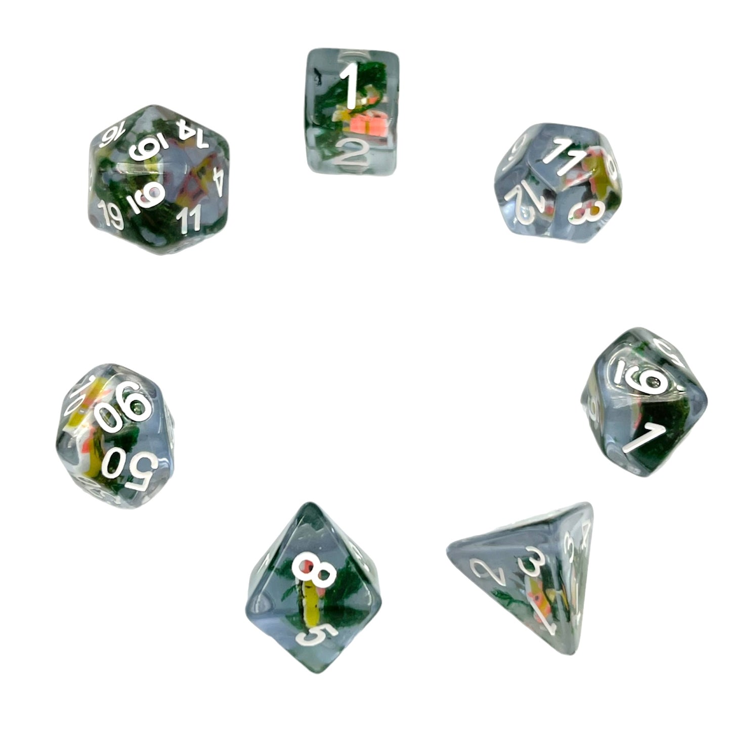 7-teiliges RPG Würfelset Transparent: Koi