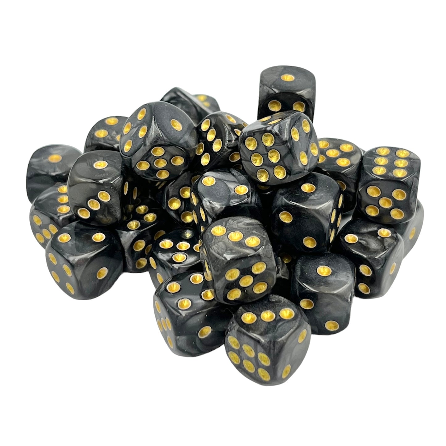 10x D6 Würfel 12mm Pearl: Black & Gold