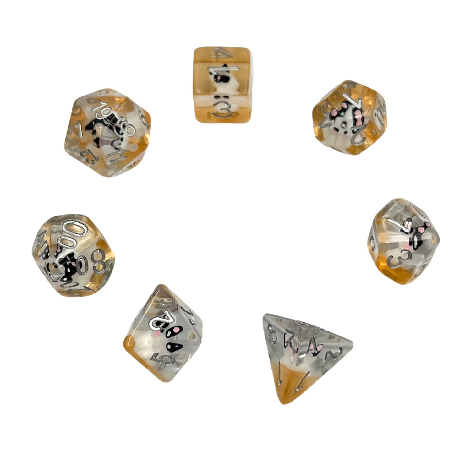 7-teiliges RPG Würfelset Transparent: Little Dog