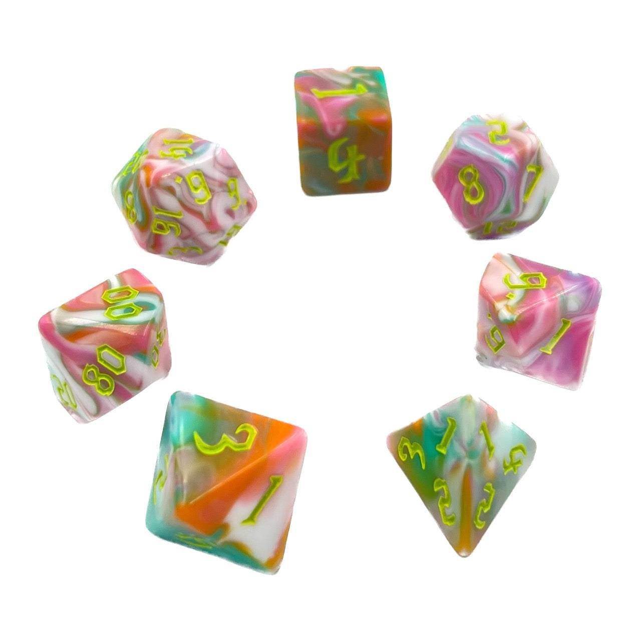 7-teiliges RPG Würfelset Mehrfarbig: Bright Bloom