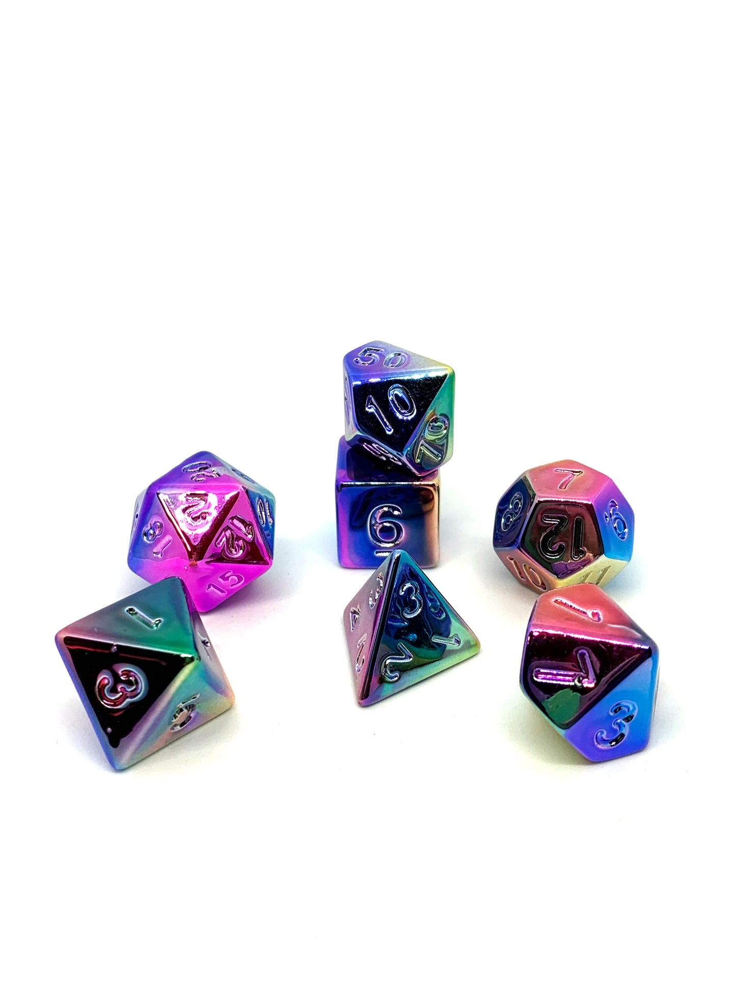 7-teiliges RPG Würfelset Plated: Shiny Rainbow