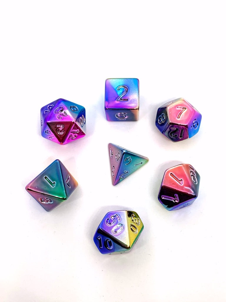 7-teiliges RPG Würfelset Plated: Shiny Rainbow