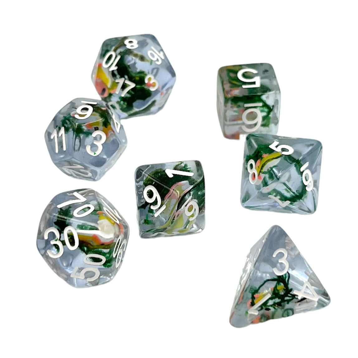 7-teiliges RPG Würfelset Transparent: Koi