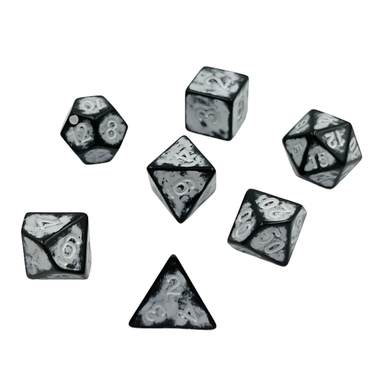 7-teiliges RPG Würfelset Ancient: Dark Knight White