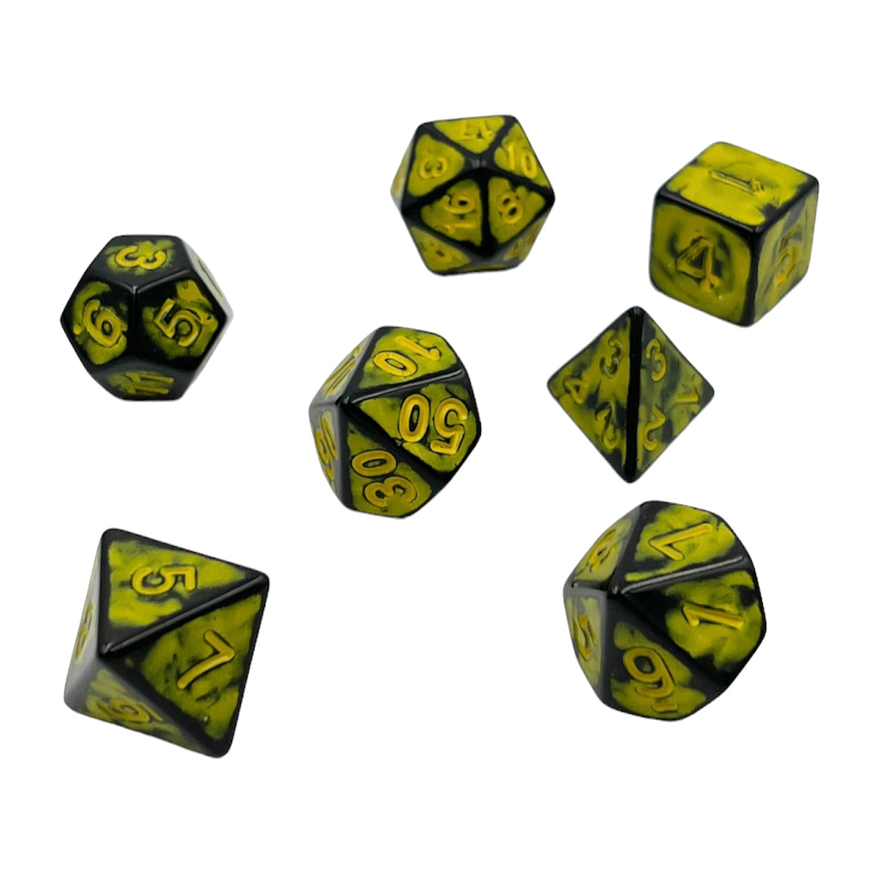 7-teiliges RPG Würfelset Ancient: Dark Knight Yellow