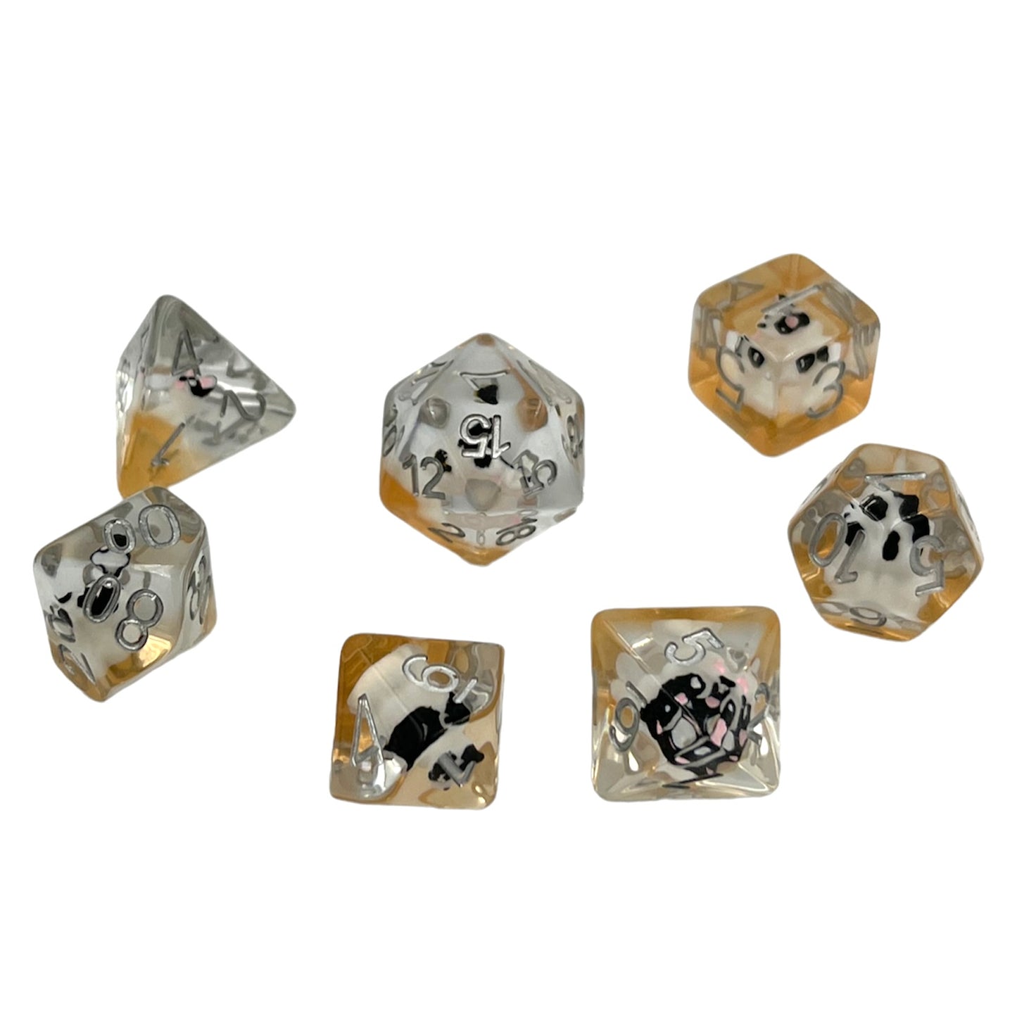 7-teiliges RPG Würfelset Transparent: Little Dog