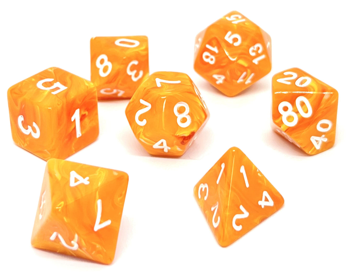 7-teiliges RPG Würfelset Pearl: Candysweet Amber