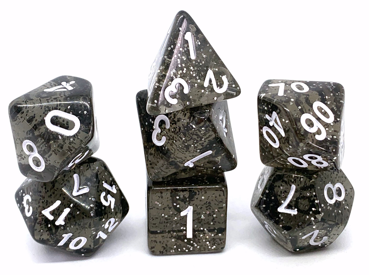 7-teiliges RPG Würfelset Confetti: Powder Black