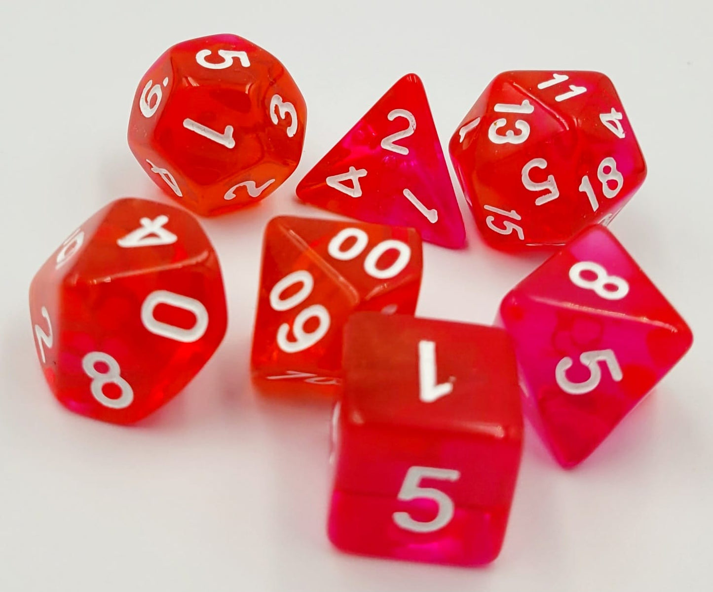 7-teiliges RPG Würfelset Transparent: Luxury Red