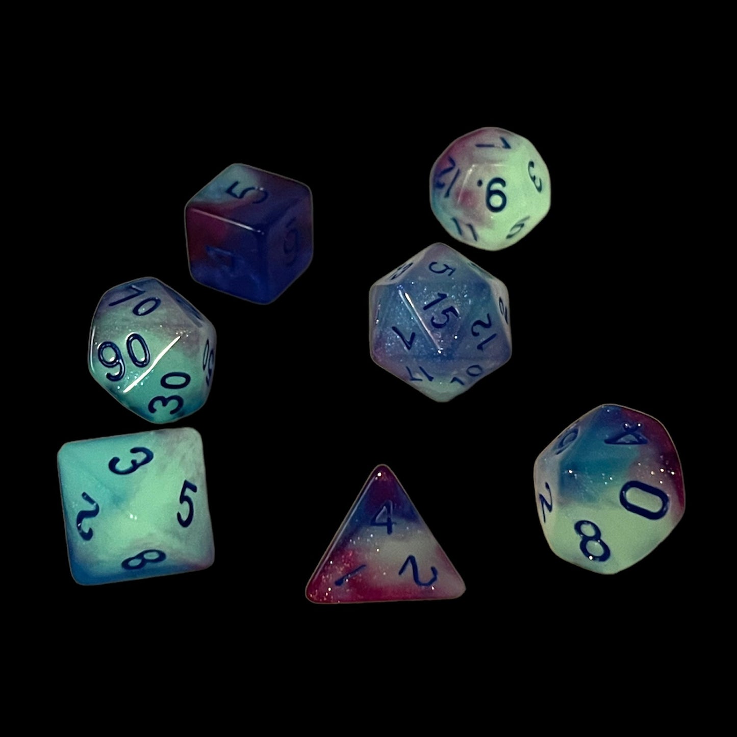 7-teiliges RPG Würfelset Glow: Galaxy Three Toned