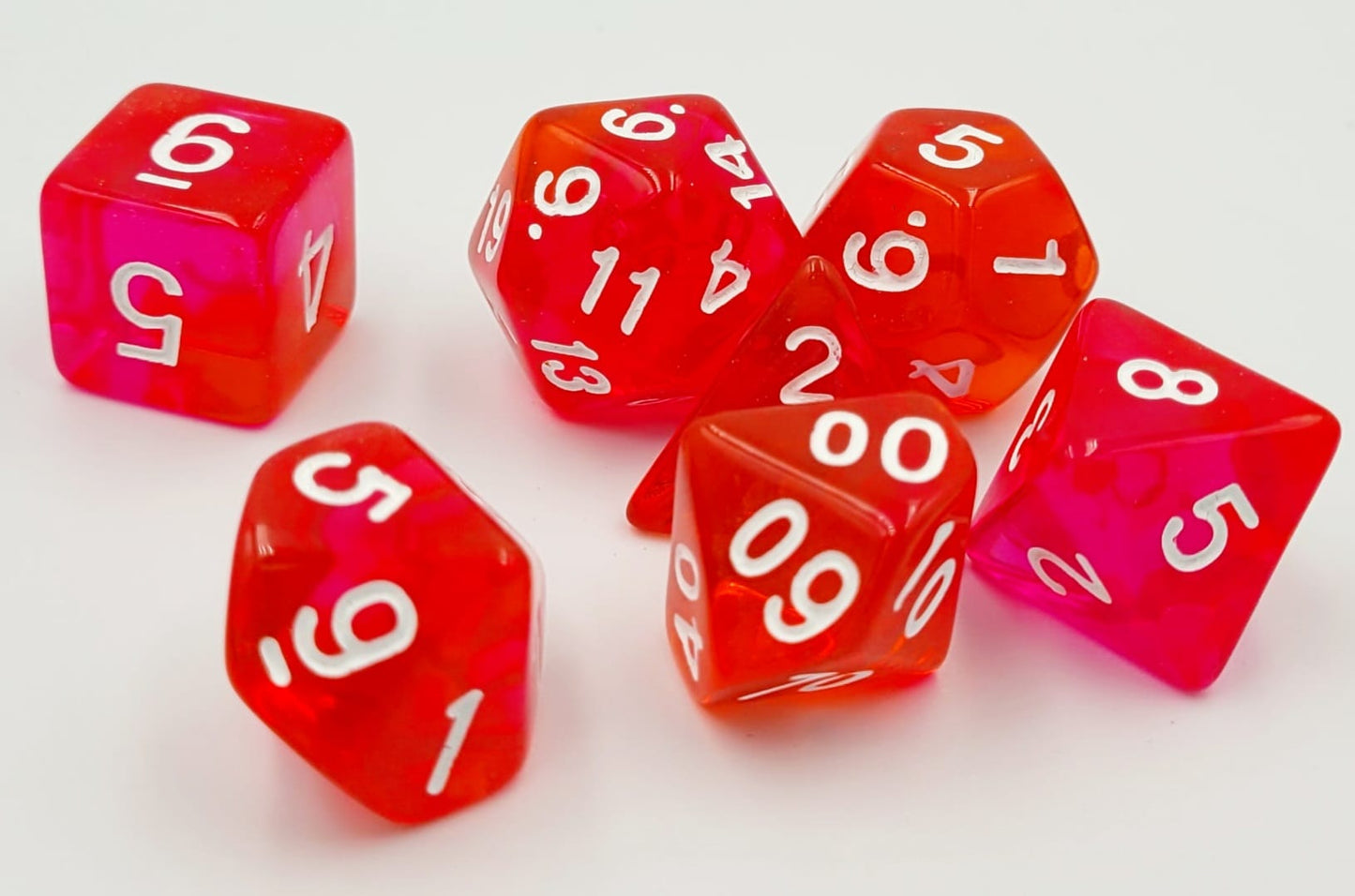 7-teiliges RPG Würfelset Transparent: Luxury Red
