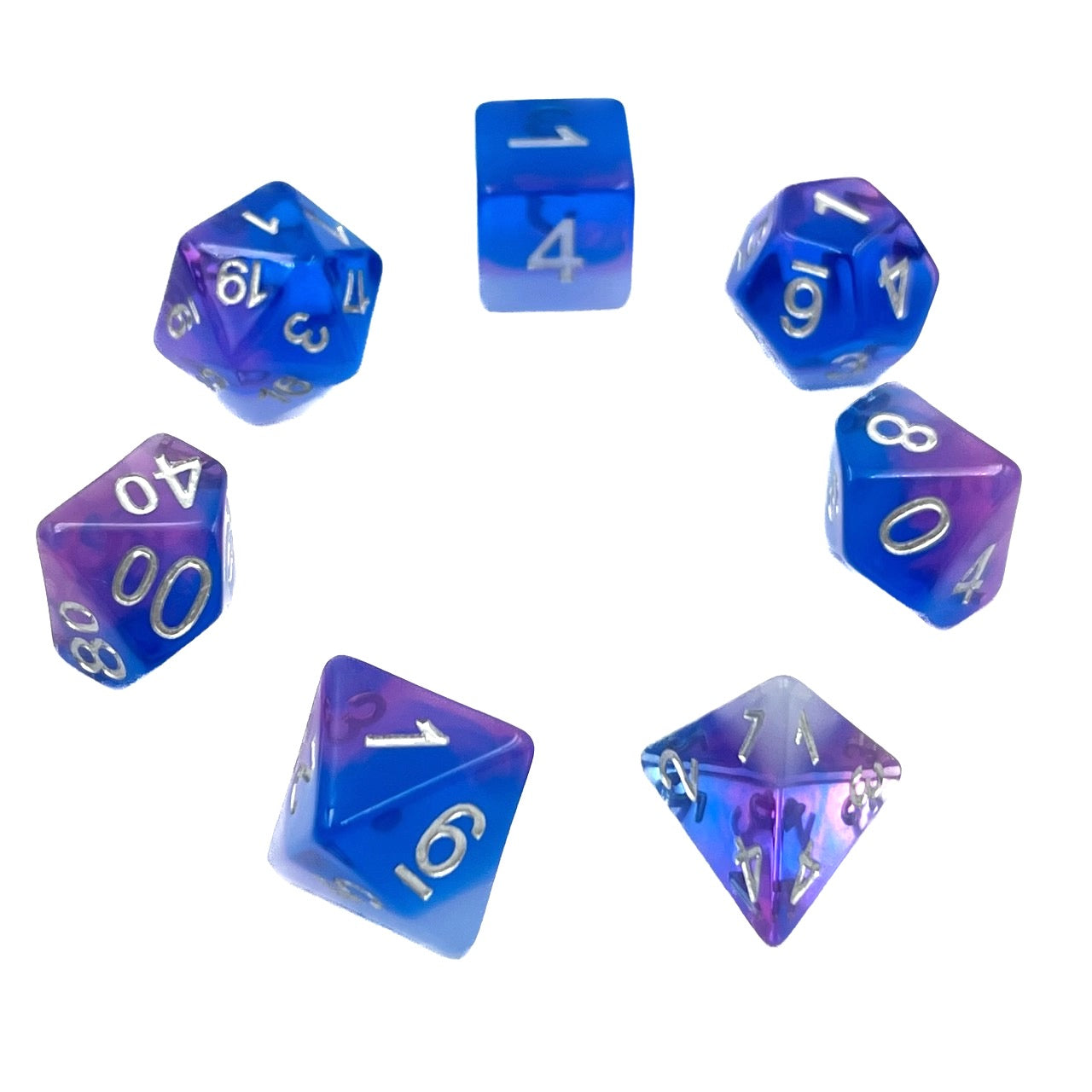 7-teiliges RPG Würfelset Transparent: Fae Flash