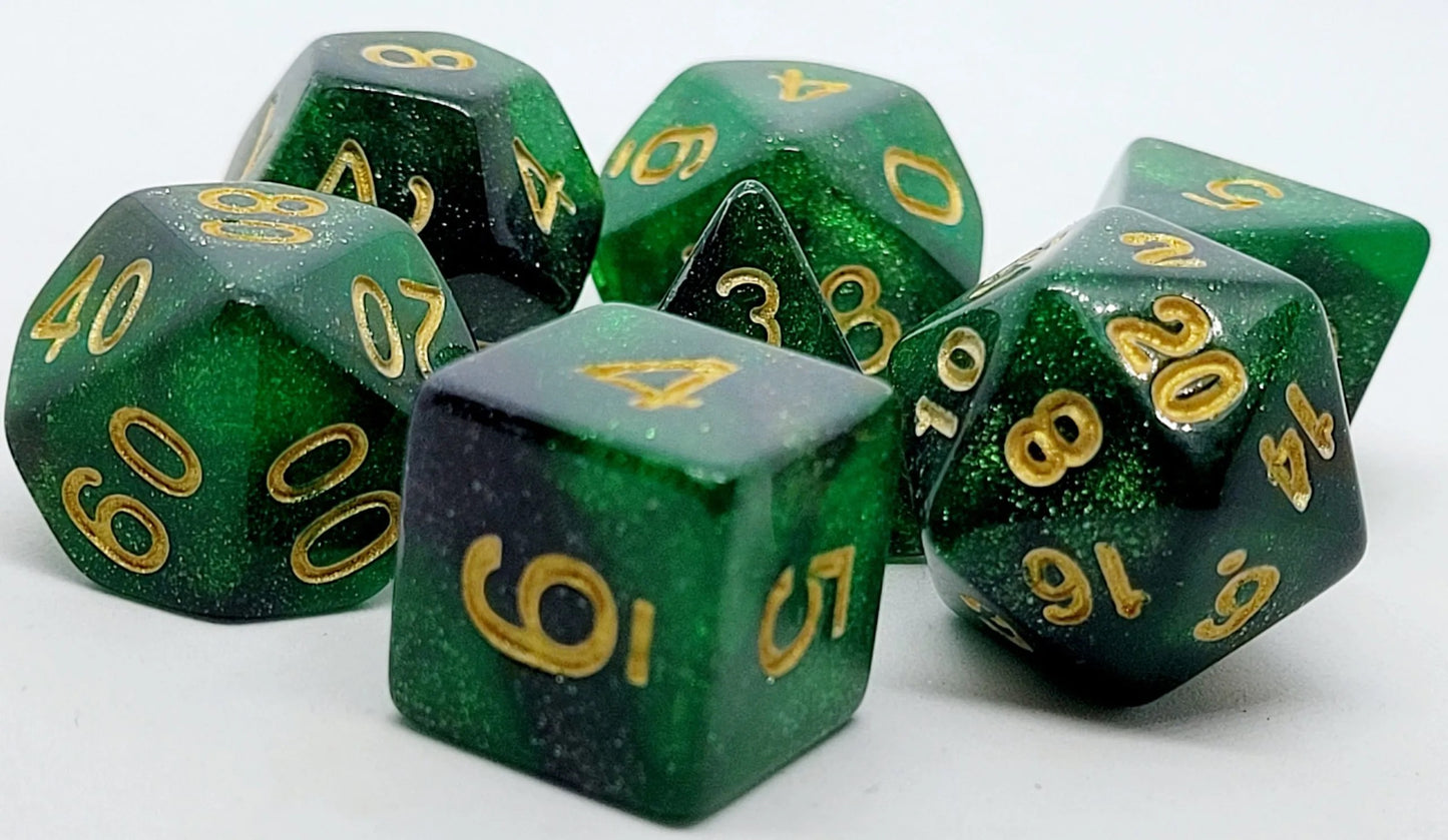 7-teiliges RPG Würfelset Galaxy: Green