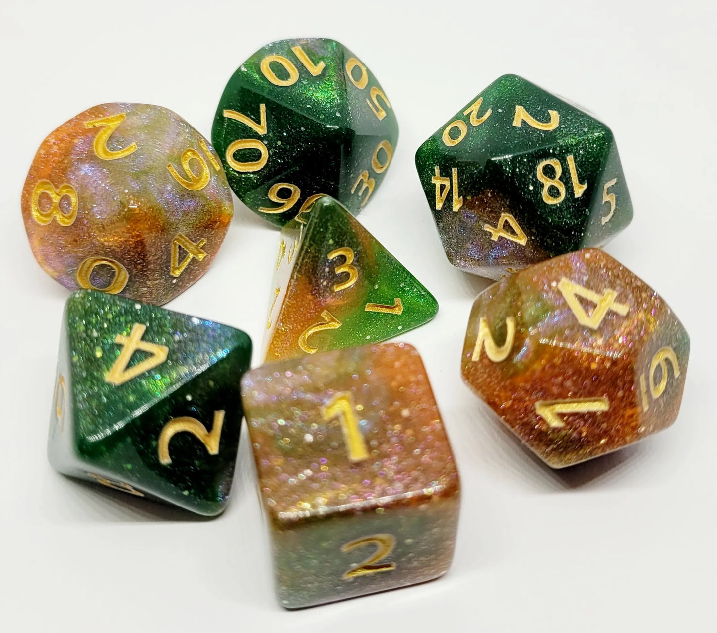 7-teiliges RPG Würfelset Galaxy: Green Emerald