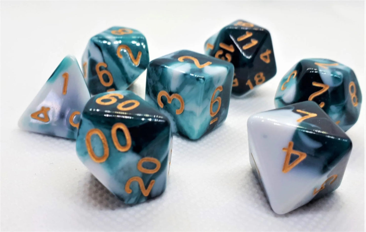 7-teiliges RPG Würfelset Mehrfarbig: Racing Petrol/White