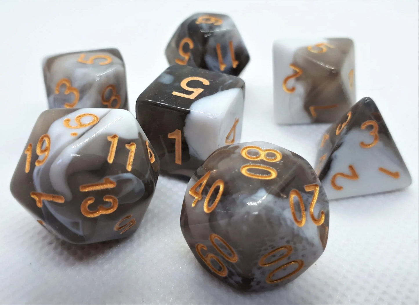 7-teiliges RPG Würfelset Mehrfarbig: Racing Black/White