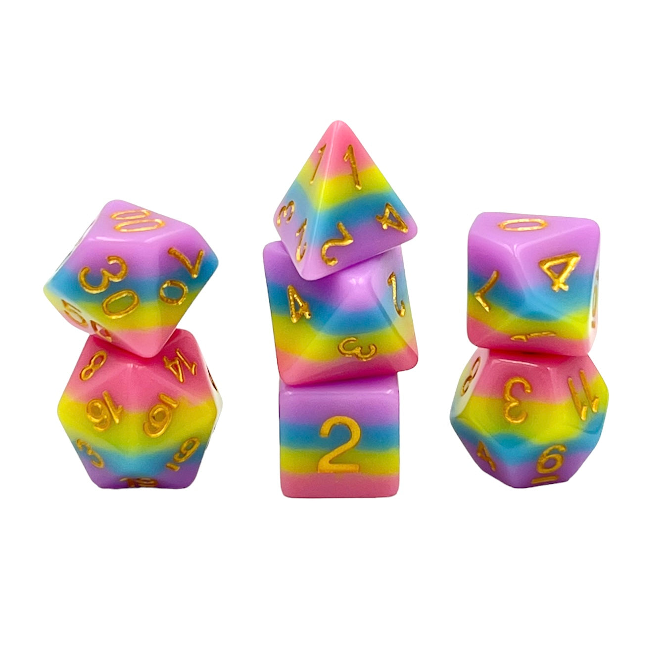 7-teiliges RPG Würfelset Mehrfarbig: Creamy Rainbow