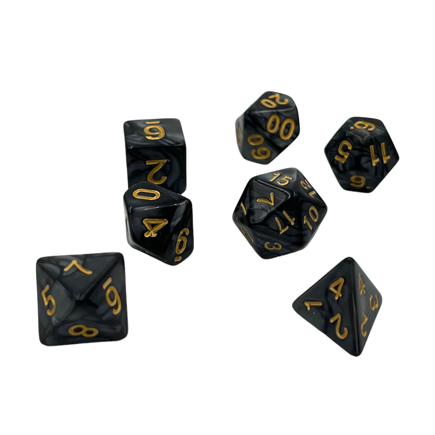 7-teiliges RPG Würfelset Pearl: Black/Gold