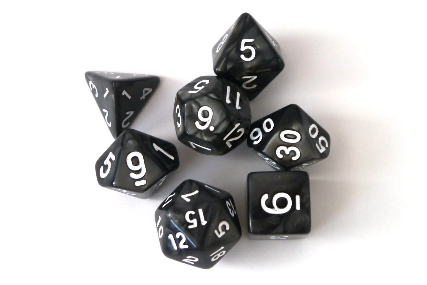 7-teiliges RPG Würfelset Pearl: Black/White