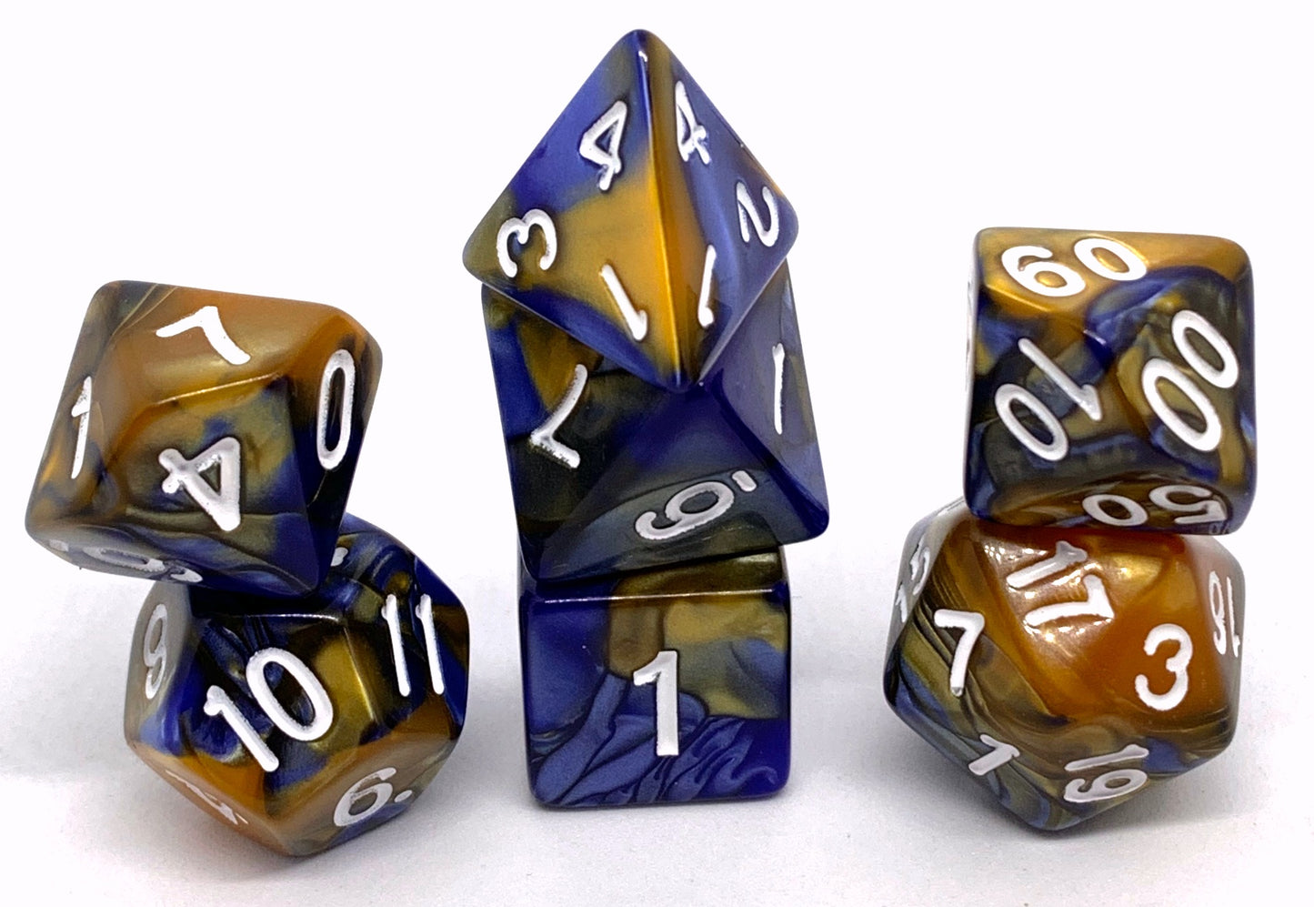 7-teiliges RPG Würfelset Mehrfarbig: Racing Blue/Gold