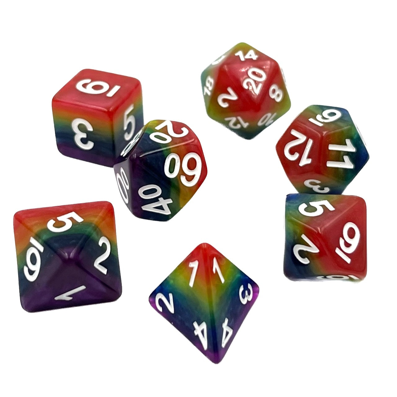 7-teiliges RPG Würfelset Mehrfarbig: Rainbow