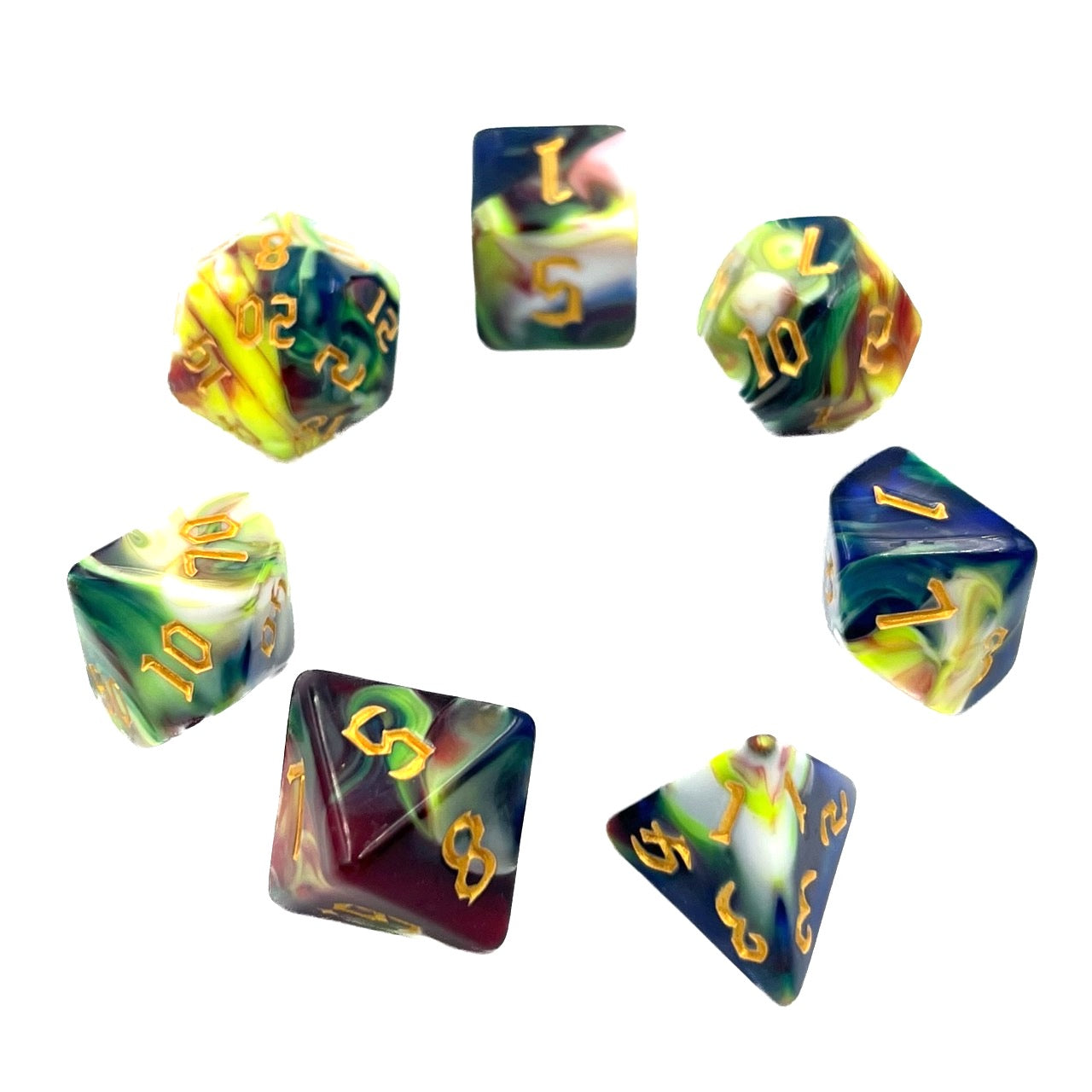7-teiliges RPG Würfelset Mehrfarbig: Secret Garden