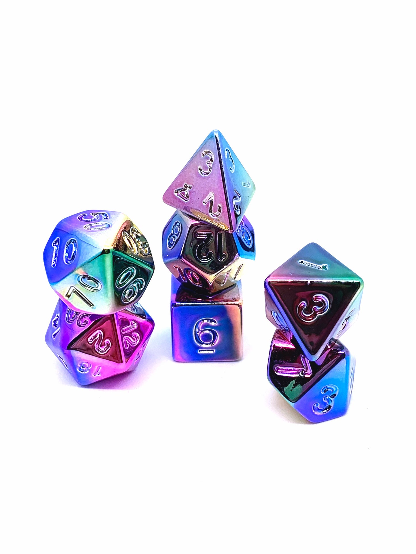 7-teiliges RPG Würfelset Plated: Shiny Rainbow
