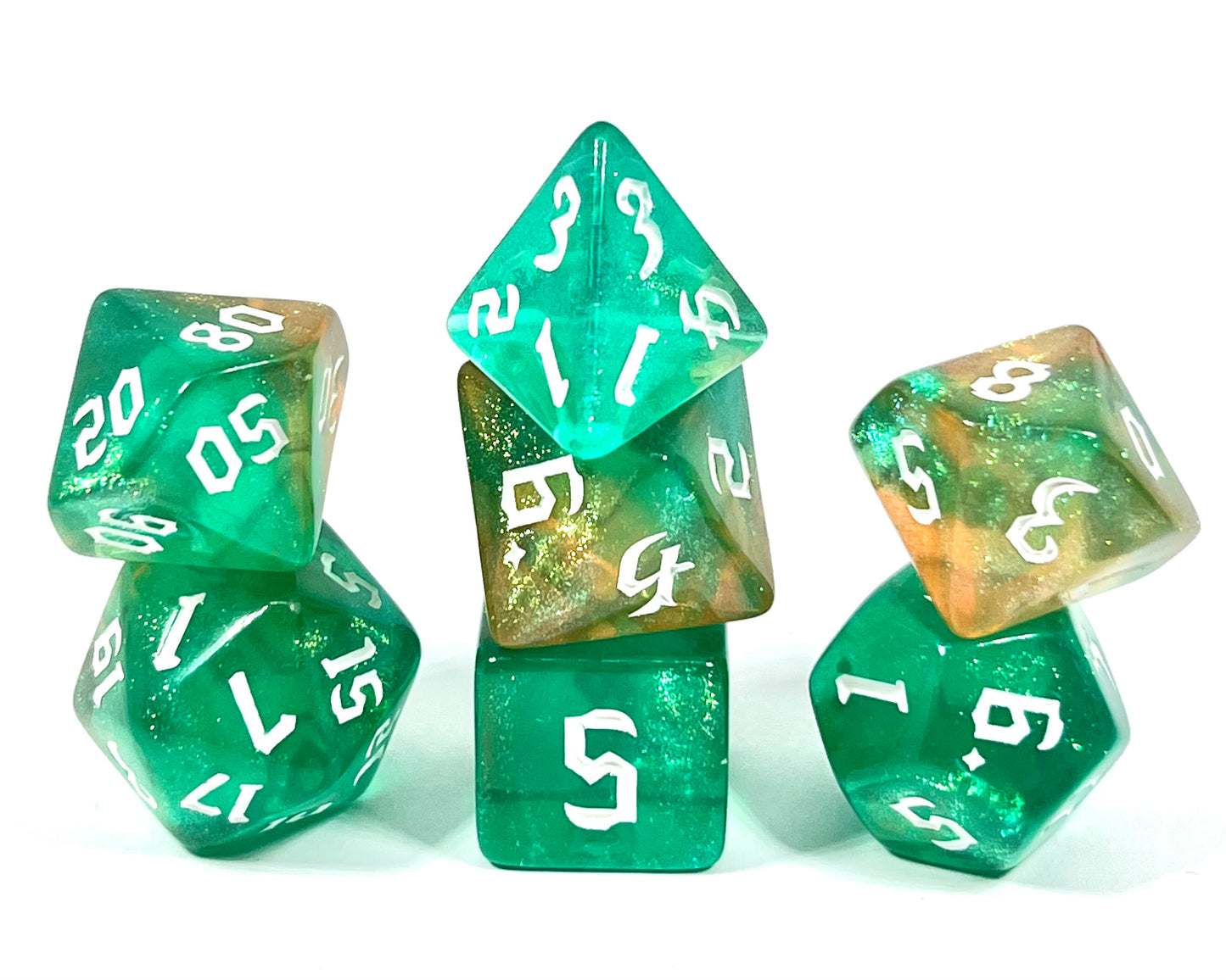 7-teiliges RPG Würfelset Galaxy: Smaragd Yellow