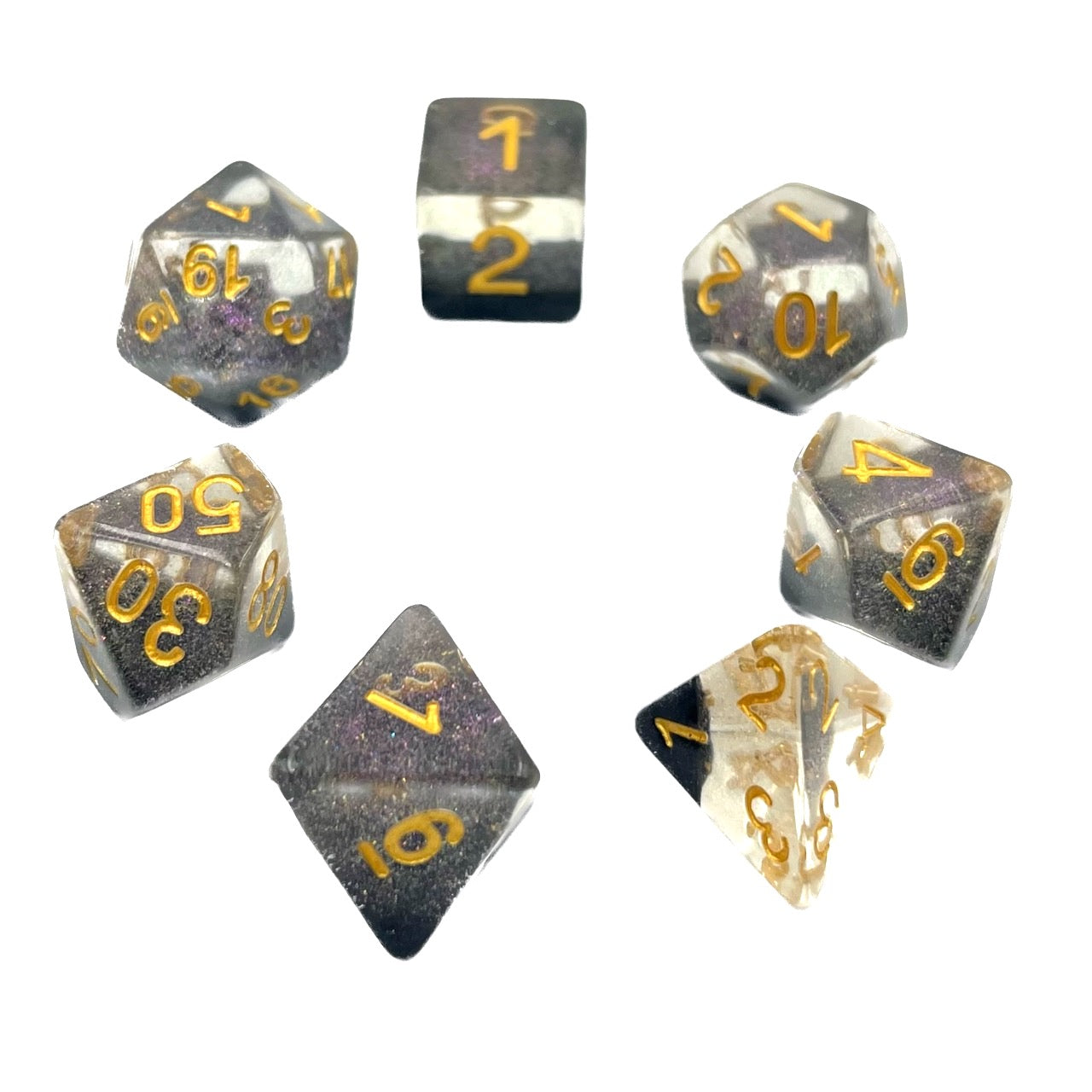 7-teiliges RPG Würfelset Galaxy: Snowflake Black