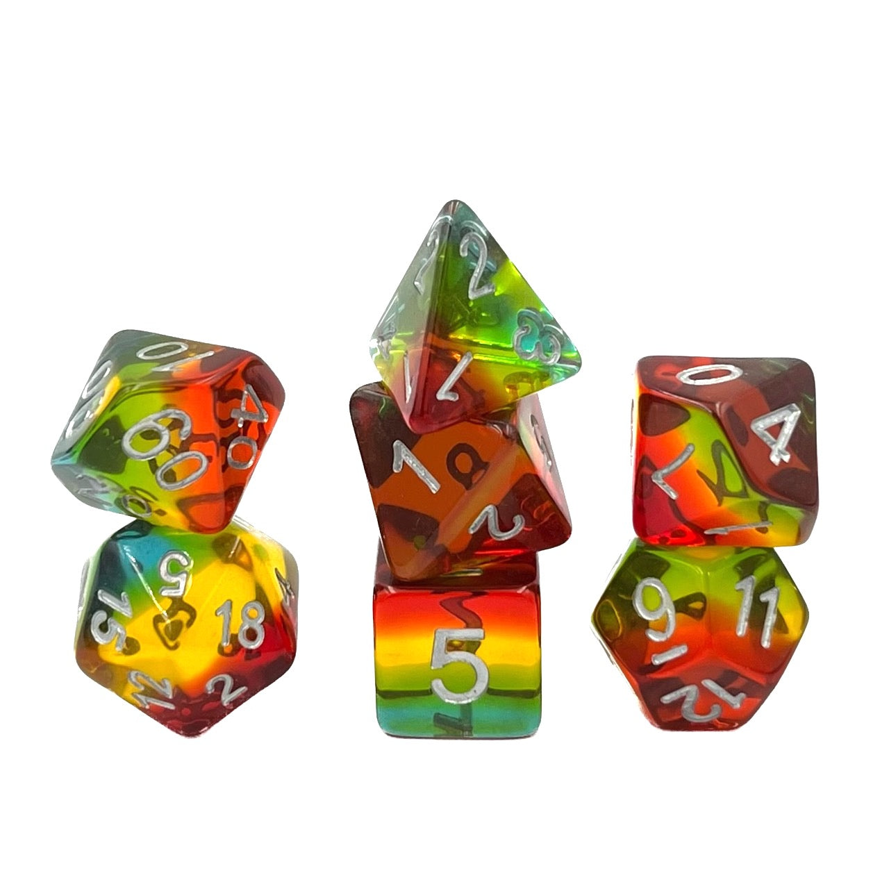7-teiliges RPG Würfelset Transparent: Sunset Dusk