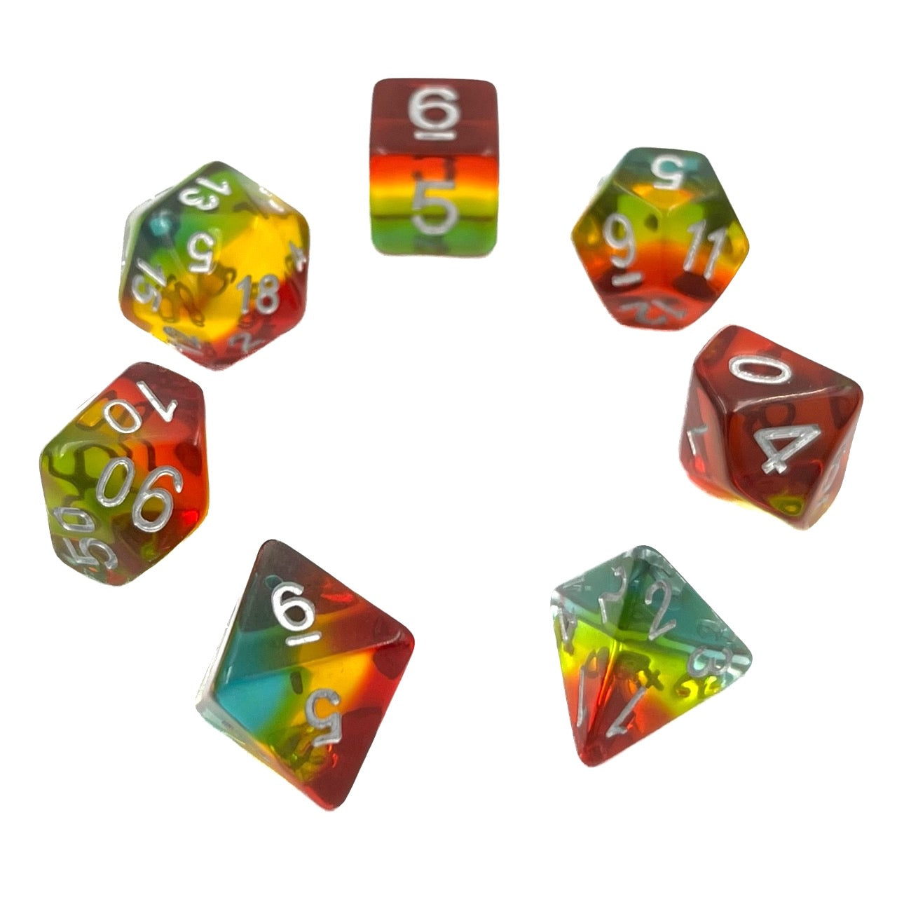 7-teiliges RPG Würfelset Transparent: Sunset Dusk