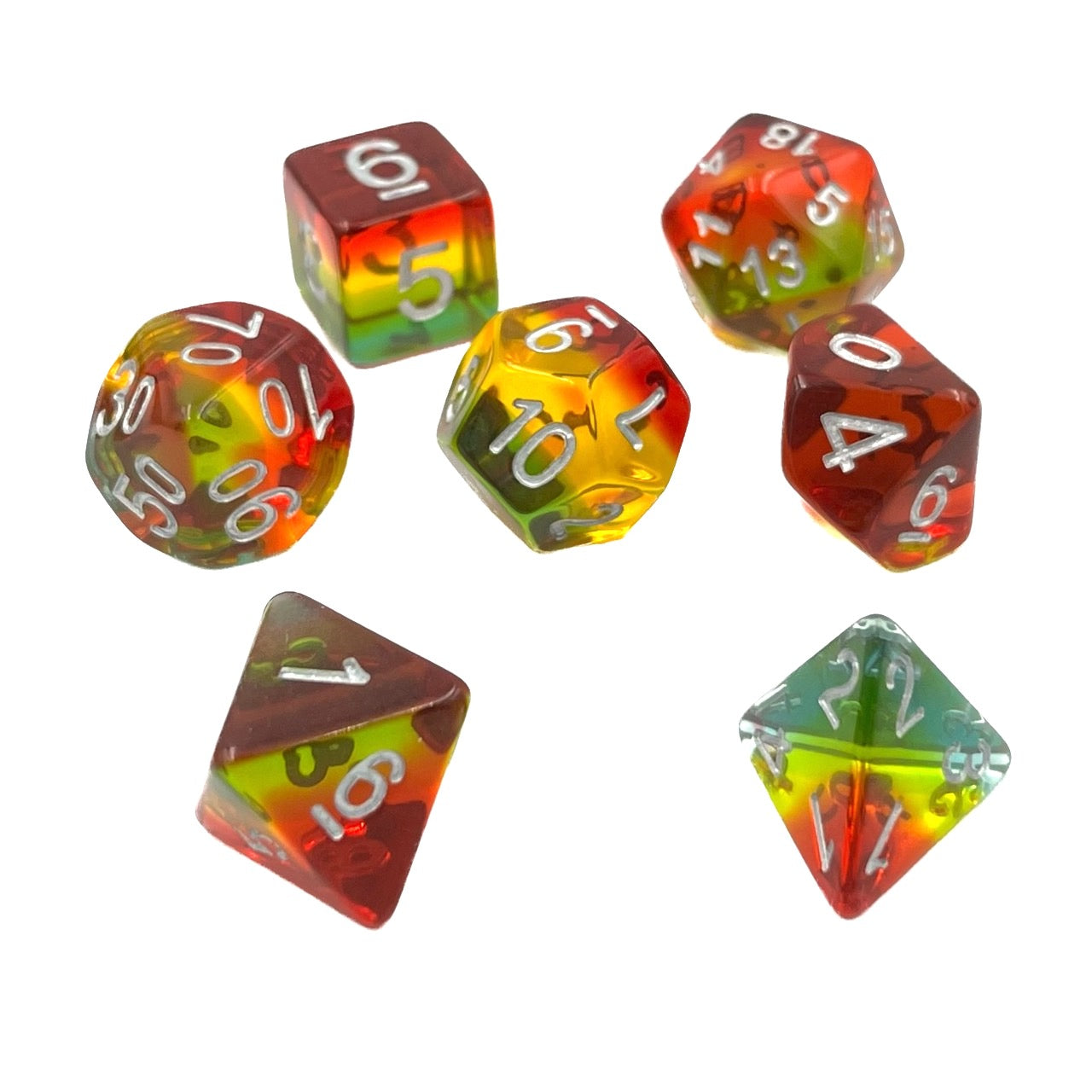 7-teiliges RPG Würfelset Transparent: Sunset Dusk