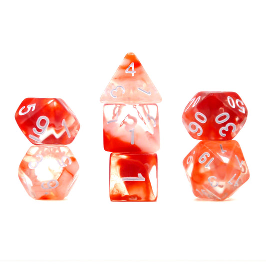 7-teiliges RPG Würfelset Transparent: Nebula Red