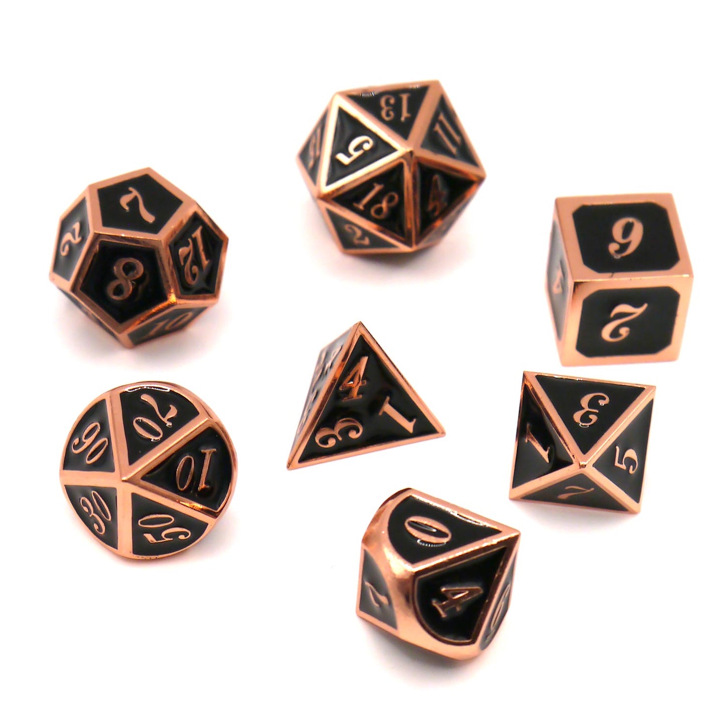 7-teiliges RPG Würfelset Metall: Embossed Copper