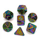 7-teiliges RPG Würfelset Metall: Rainbow Dragon Scale Font