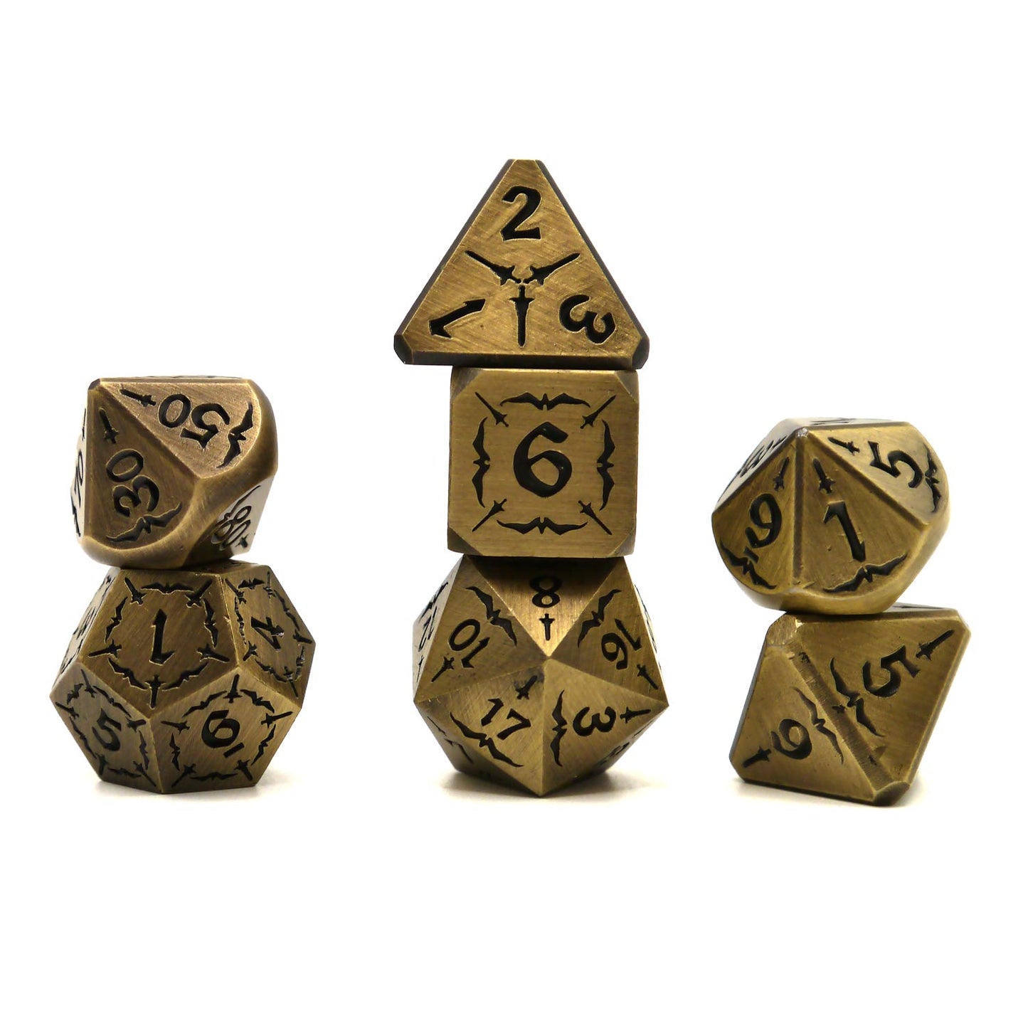 7-teiliges RPG Würfelset Metall: Antique Gold